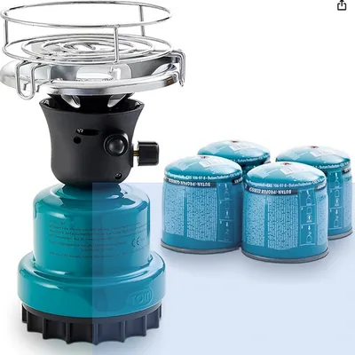 TOM Adventure Gas Campingkocher Set – 4× Butan-Gaskartusche