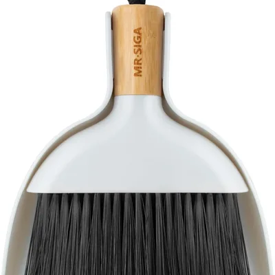MR.SIGA Mini-Kehrschaufel & Bürstenset – Bambus-Griff